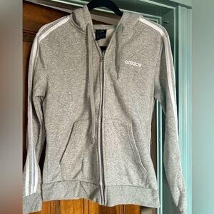 Retro Adidas Heather Gray Hoodie, women size medium